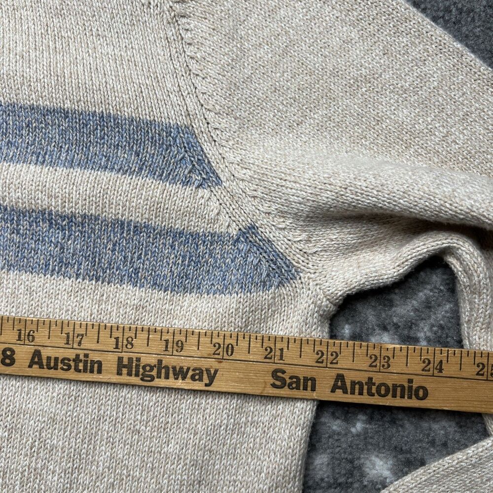Faherty Marled Surf Stripe Crewneck Sweater Mens XL Desert Oat Cotton Cashmere - Picture 3 of 7